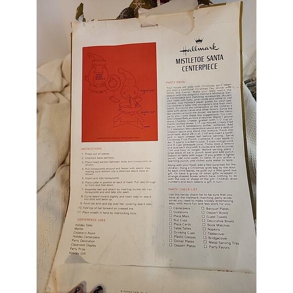 Vtg Hallmark Paper Santa Mistletoe Honeycomb Tabletop Centerpiece 11.75 In - Picture 4 of 4